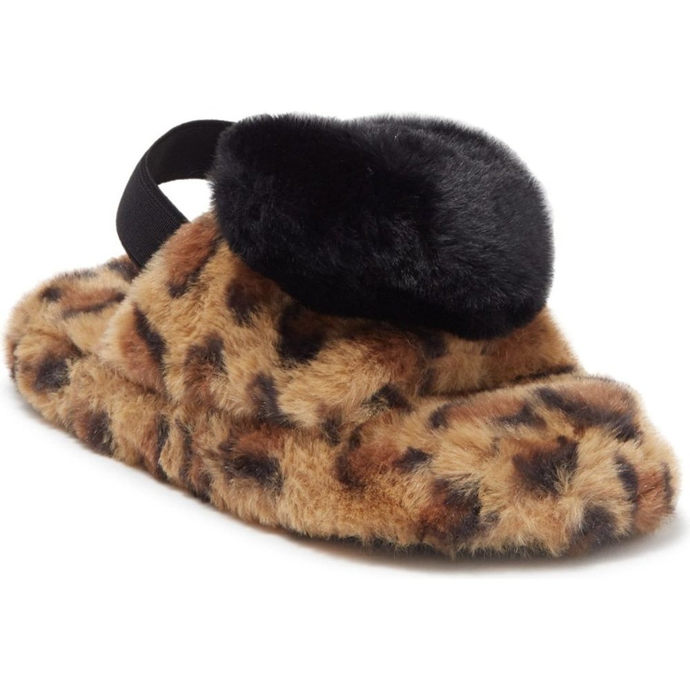 Leopard Slingback Faux Fur Slipper (Size 2/3)